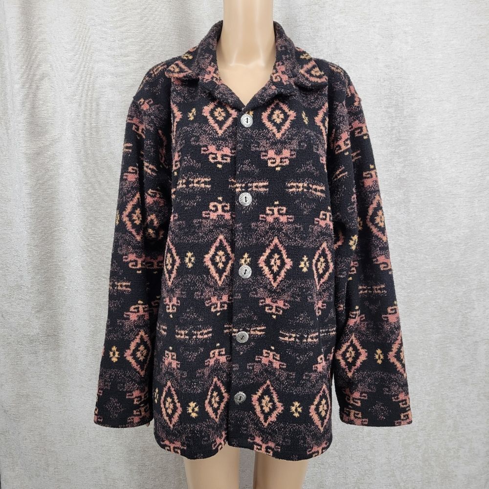 Bear Ridge Outfitters Vintage Aztec Pattern Button-Up Jacket Nobby Fleece